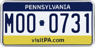 PA license plate MOO0731