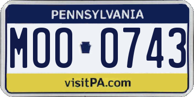 PA license plate MOO0743