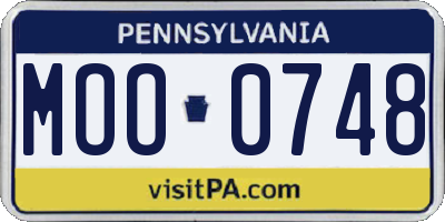 PA license plate MOO0748