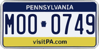 PA license plate MOO0749