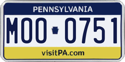 PA license plate MOO0751