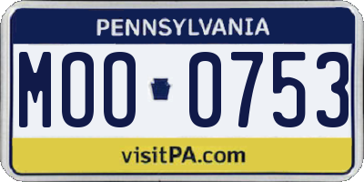 PA license plate MOO0753