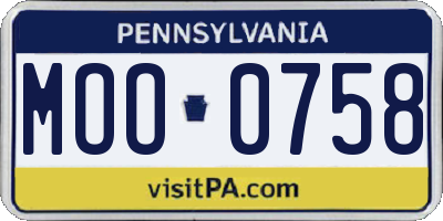 PA license plate MOO0758