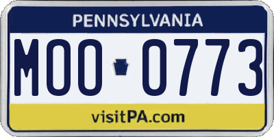 PA license plate MOO0773