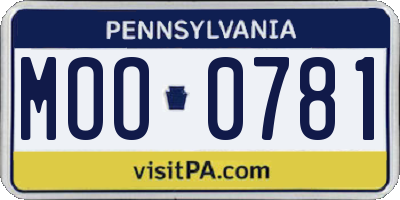 PA license plate MOO0781