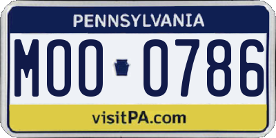 PA license plate MOO0786