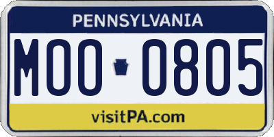 PA license plate MOO0805