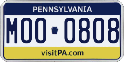PA license plate MOO0808