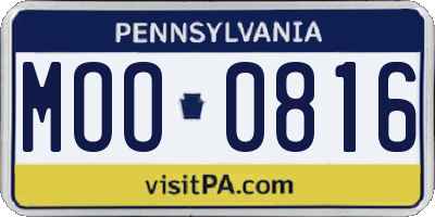 PA license plate MOO0816