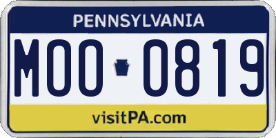 PA license plate MOO0819