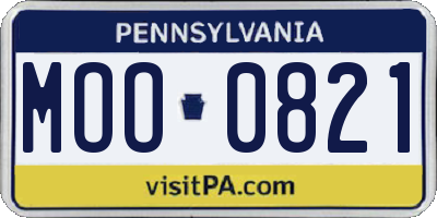PA license plate MOO0821