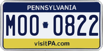PA license plate MOO0822