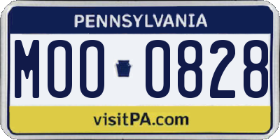 PA license plate MOO0828