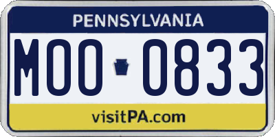 PA license plate MOO0833