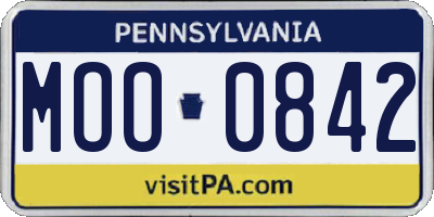 PA license plate MOO0842