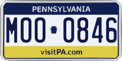 PA license plate MOO0846