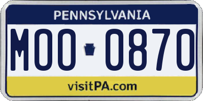 PA license plate MOO0870