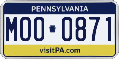 PA license plate MOO0871