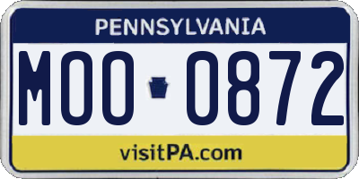 PA license plate MOO0872
