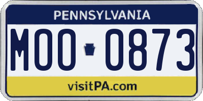 PA license plate MOO0873