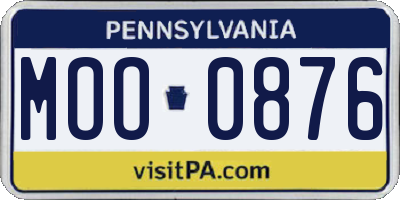 PA license plate MOO0876
