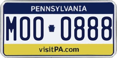 PA license plate MOO0888