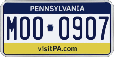 PA license plate MOO0907