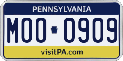 PA license plate MOO0909
