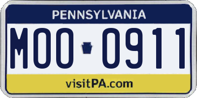 PA license plate MOO0911