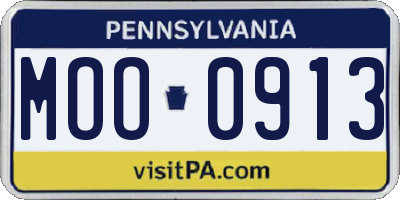 PA license plate MOO0913