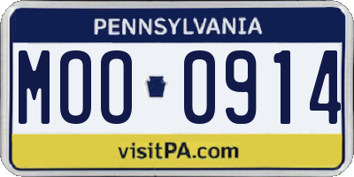 PA license plate MOO0914