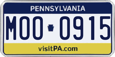 PA license plate MOO0915