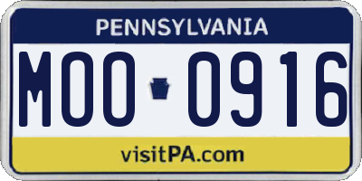 PA license plate MOO0916