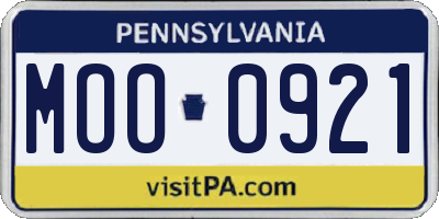 PA license plate MOO0921