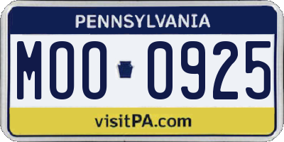 PA license plate MOO0925