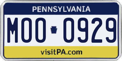 PA license plate MOO0929