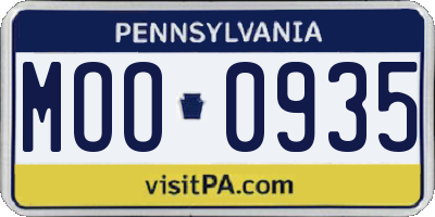 PA license plate MOO0935