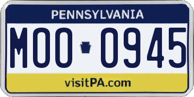 PA license plate MOO0945