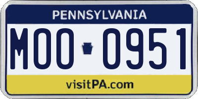 PA license plate MOO0951
