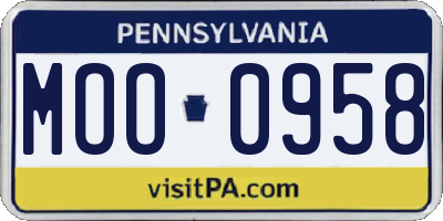 PA license plate MOO0958