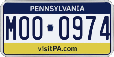 PA license plate MOO0974