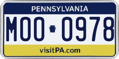 PA license plate MOO0978