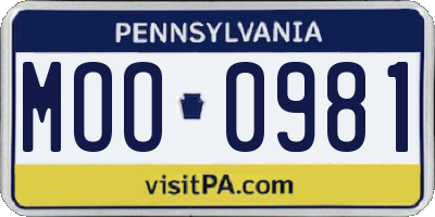 PA license plate MOO0981
