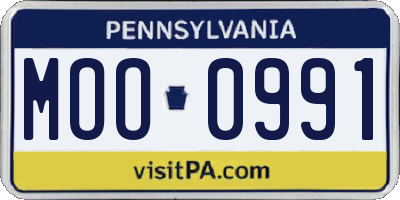 PA license plate MOO0991