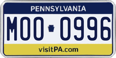 PA license plate MOO0996