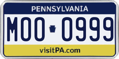 PA license plate MOO0999
