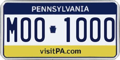 PA license plate MOO1000