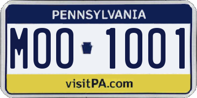 PA license plate MOO1001