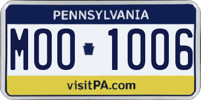 PA license plate MOO1006