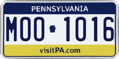 PA license plate MOO1016